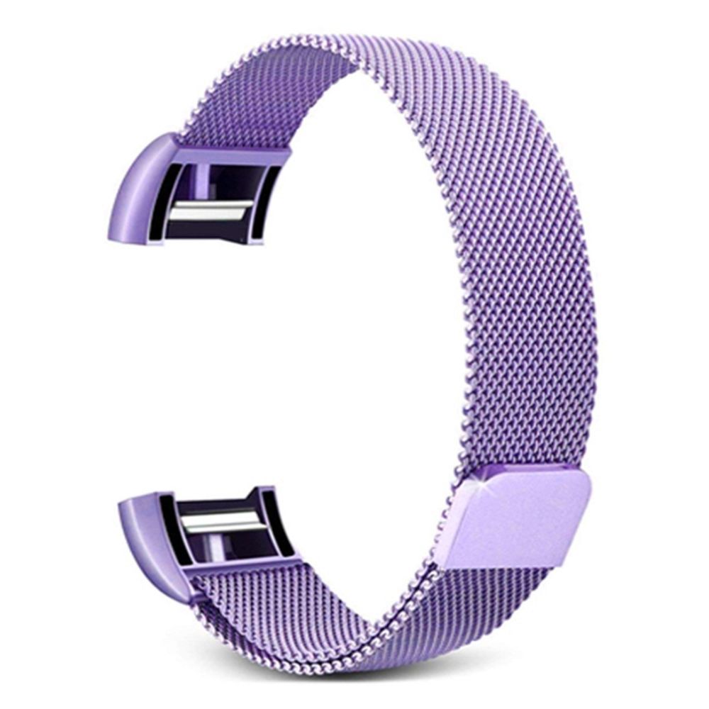 Wewoo - Bracelet pour montre connectée Smartwatch avec en acier inoxydable FITBIT Charge 2taille L violet clair - Bracelet connecté