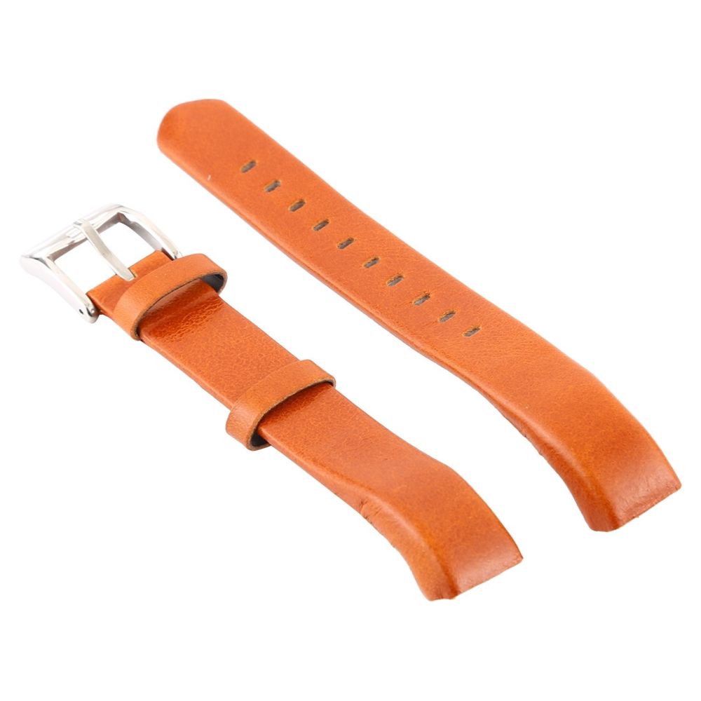 Wewoo - Bracelet pour montre connectée Smartwatch en cuir brillant Fitbit Alta Orange - Bracelet connecté