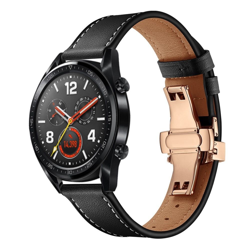 marque generique - Bracelet en cuir véritable haute qualité or rose noir pour votre Huawei Watch GT/Watch 2/Watch Magic - Accessoires bracelet connecté