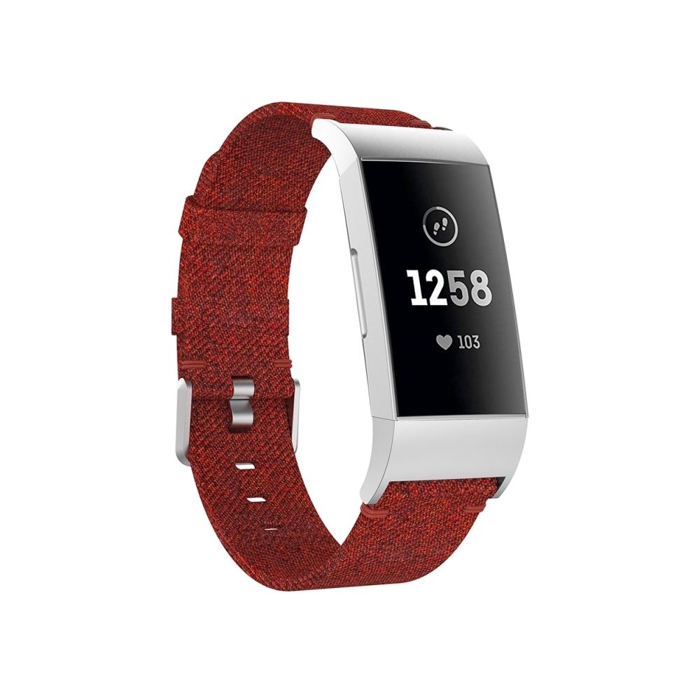 Wewoo - Bracelet montre en nylon tissé à la vanille pour Fitbit Charge 3 (rouge foncé) - Bracelet connecté