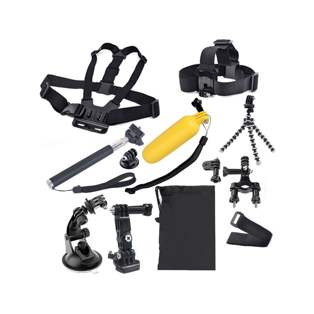 Wewoo - Kit d'accessoire pour Tête de ceinture de poitrine 11 en 1 Gopro HERO4 / 3 + / 3/2/1 / SJ4000 + sangle de montage à la main + monopode flottant Bobber - Caméras Sportives