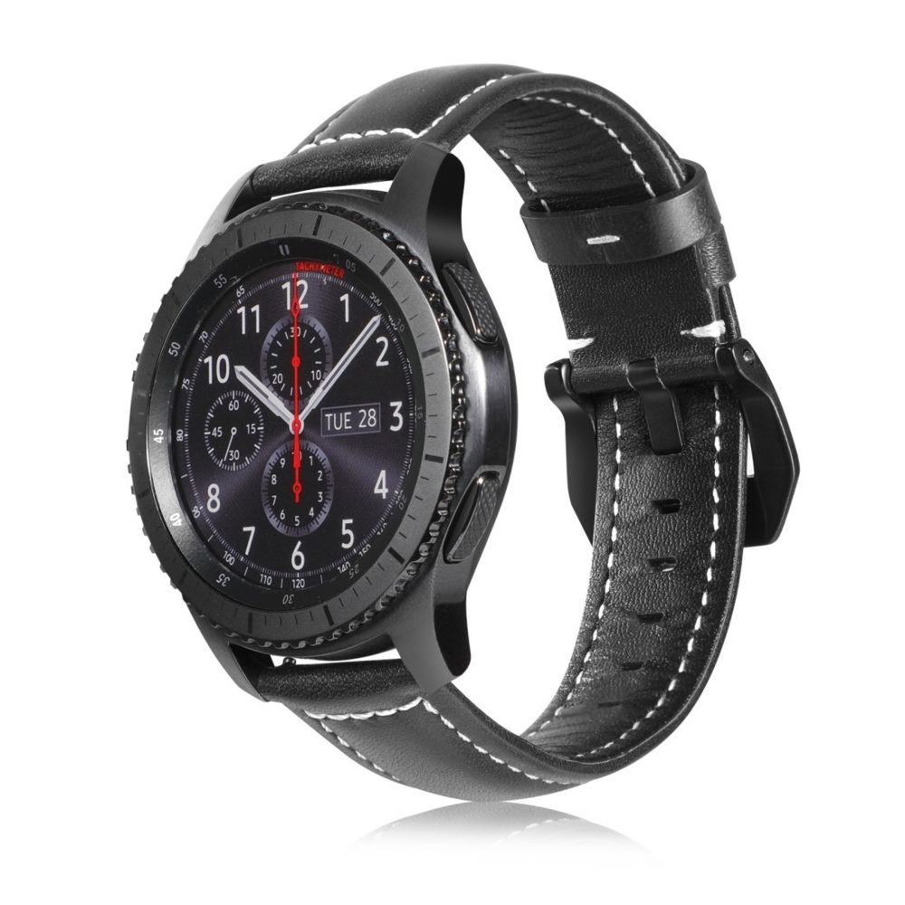 Wewoo - Bracelet pour montre connectée de sport en cuir arbre Samsung Galaxy Watch Active de 22 mm Noir - Bracelet connecté