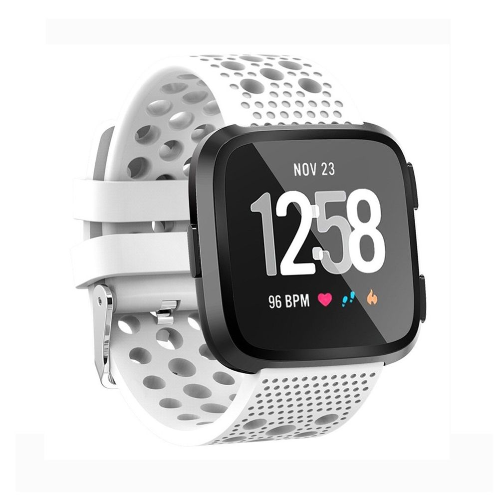 Wewoo - Bracelet pour montre connectée Smartwatch Cercle de ventilation trou Fitbit Versa Blanc - Bracelet connecté