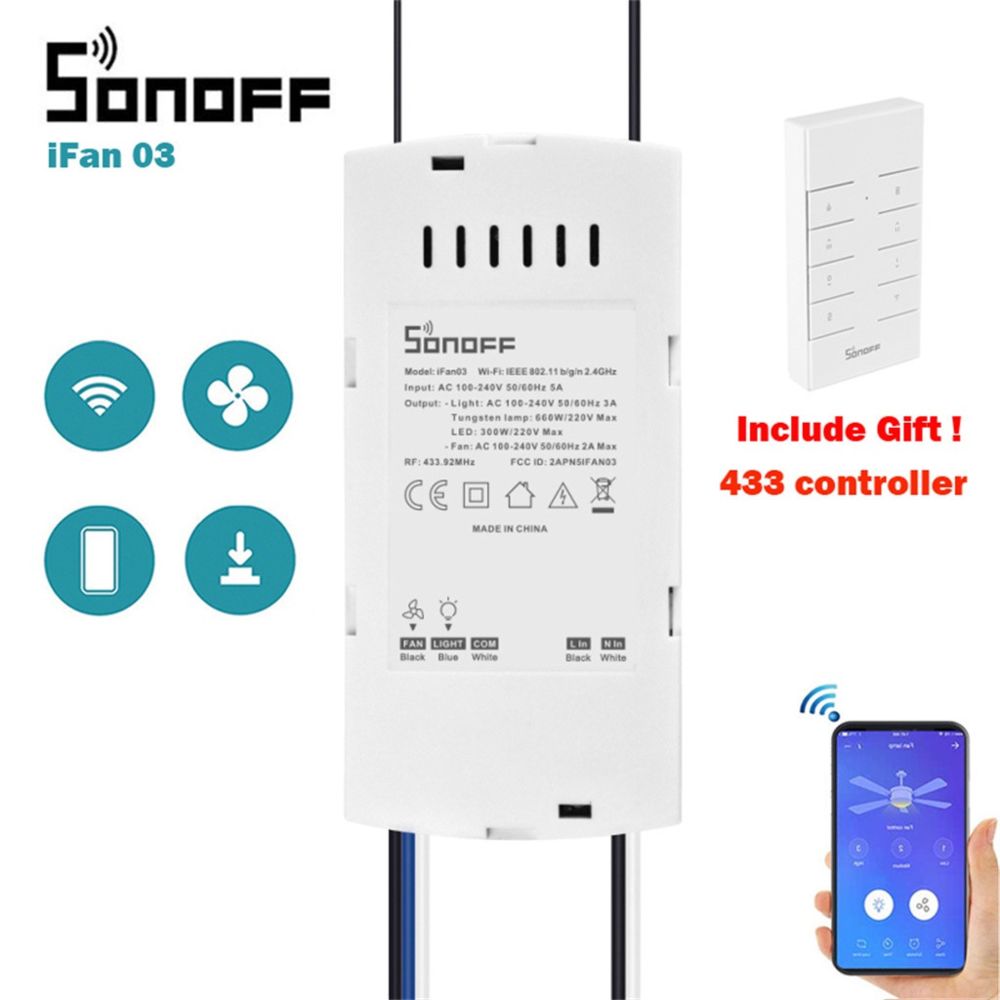 Generic - Sonoff IFan03 WIFI Ventilateur au plafond Smart Home Commutateur pour Amazon Google Accueil - Accessoires de motorisation