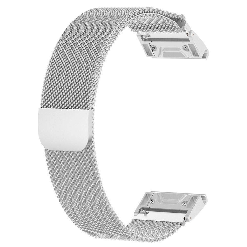 Wewoo - Bracelet pour montre connectée Garmin Fenix 5 Milan Metal en acier inoxydable métalargenttaille 26 mm - Bracelet connecté