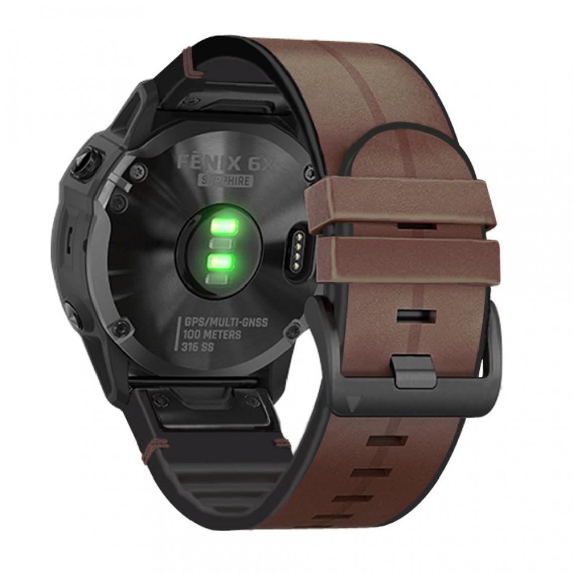 Other - Bracelet en PU + silicone Surface de 26 mm café pour votre Garmin Watch - Accessoires bracelet connecté