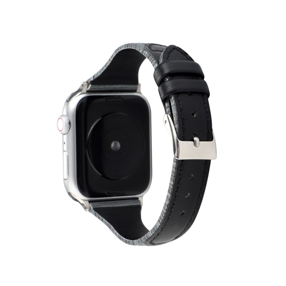 Wewoo - Pour Apple Watch Series 5 et 4 40 mm / 3 et 2 et 1 bandes de couture de 38 mm Bracelet de montre en cuir véritable noir - Accessoires Apple Watch