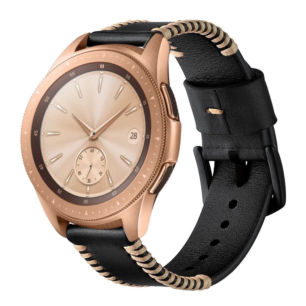 marque generique - Bracelet en cuir véritable style de côtes de porc or rose/noir pour votre Samsung Galaxy Watch 42mm - Accessoires bracelet connecté