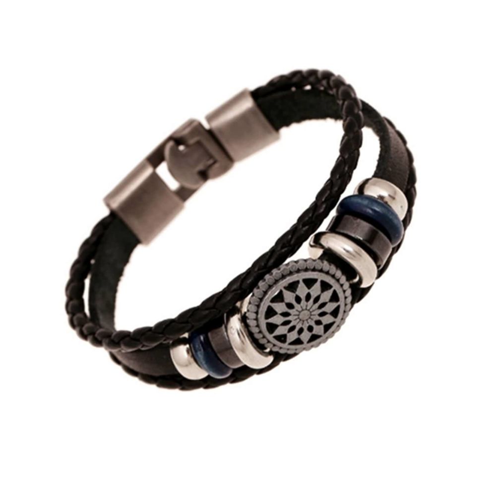 marque generique - YP Select Bracelet Unisexe en Corde Tressée Faux Cuir Signe Étoile Noir - Bracelet connecté