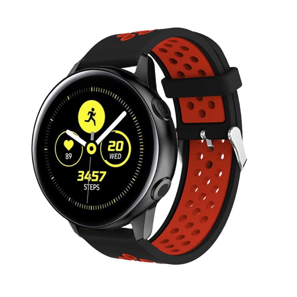marque generique - Bracelet en TPU deux couleurs noir/rouge pour votre Samsung Galaxy Watch Active - Accessoires bracelet connecté