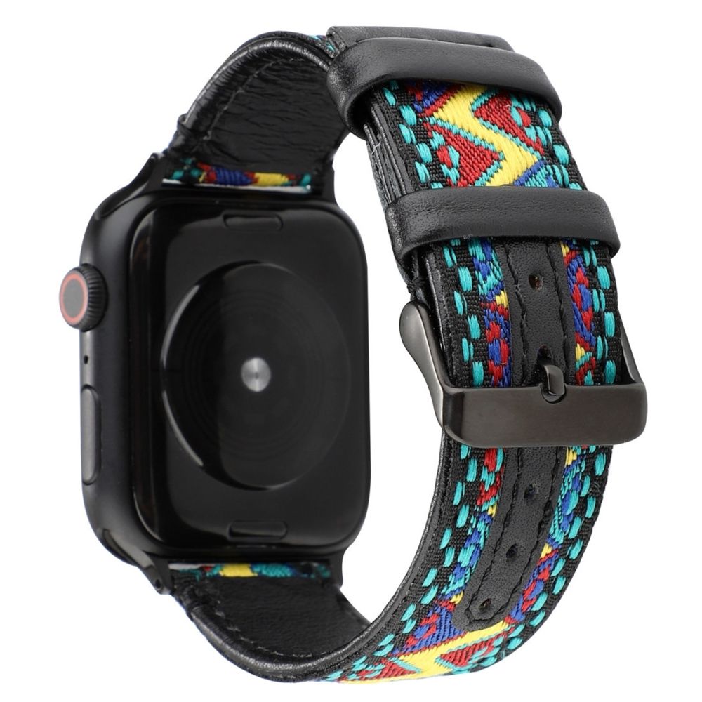 Wewoo - Pour Apple Watch séries 5 et 4 Bracelet cuir véritable Style ethnique 44mm / 3 & 2 & 1 42mm Petit - Accessoires montres connectées