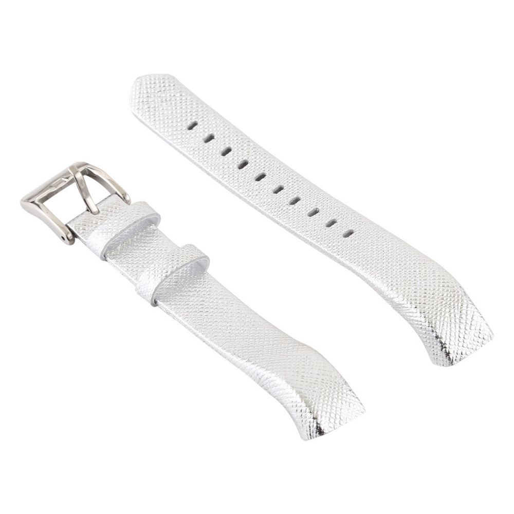 Wewoo - Bracelet pour montre connectée de en cuir brillant avec Smartwatch Fitbit Alta blanc - Bracelet connecté