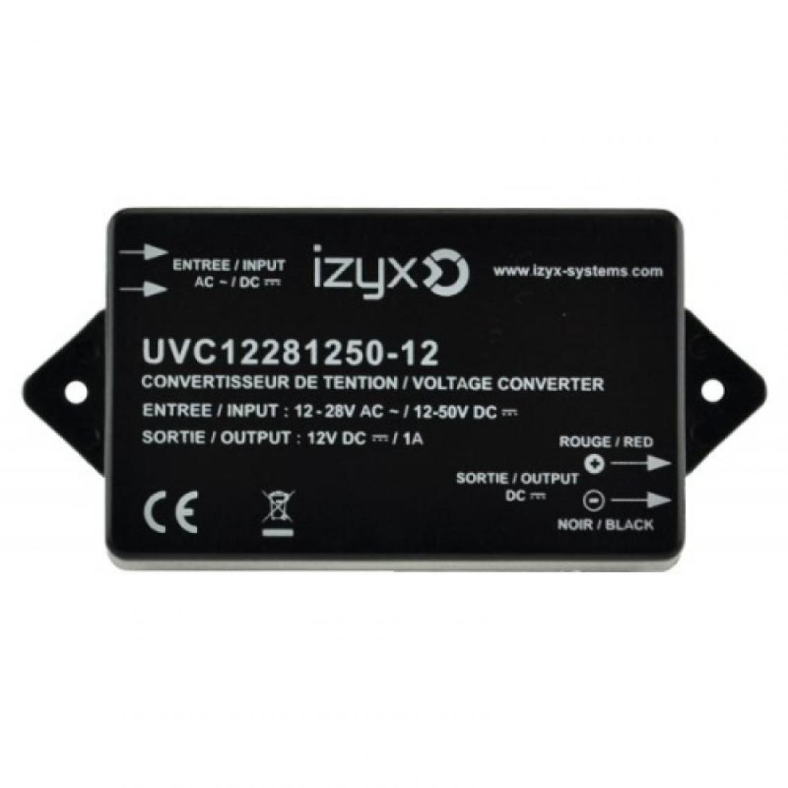 Izyx - Convertisseur de tension à visser entrée 12 à 28 Volts AC ou 12 à 50 Volts DC sortie 12 Volts DC 1 Ampère - Détecteur connecté