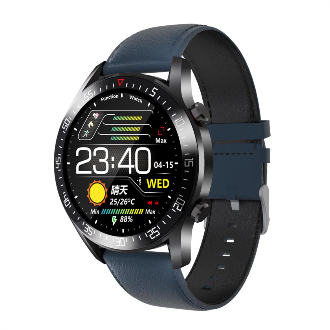 marque generique - Tensiomètre à Fréquence Cardiaque Smartwatch Pour Homme Avec Mode Multisports Marron - Montre connectée