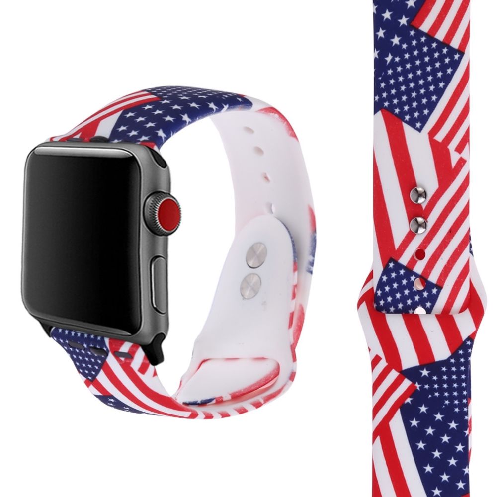 Wewoo - Bracelet en silicone pour Apple Watch séries 5 et 4 40 mm motif drapeau - Accessoires montres connectées