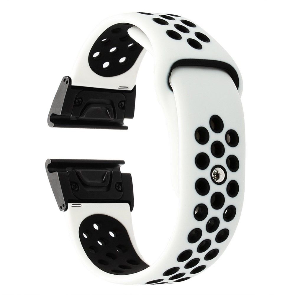 marque generique - Bracelet en silicone 26mm deux tons blanc/noir pour votre Garmin Fenix 5X - Accessoires bracelet connecté