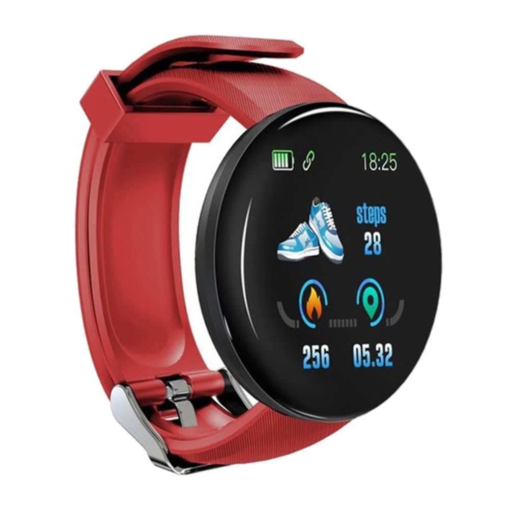 marque generique - D18 Bluetooth Smart Watchband Fitness Sport Tracker Imperméable Unisexe Rouge - Montre connectée