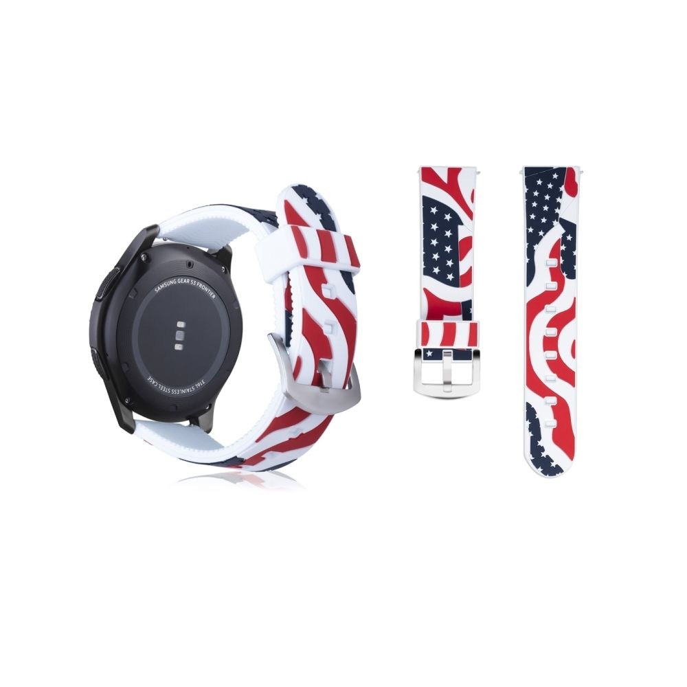 Wewoo - Bande de montre-bracelet en silicone à motif drapeau national pour Samsung Gear S3 22mm blanc - Bracelet connecté