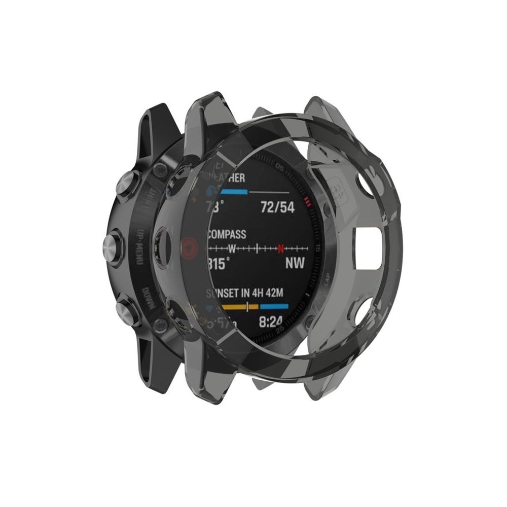 Wewoo - Boîtier de montre Pour étui de protection en TPU semi-transparent Garmin Fenix 6/6 Pro Smart Watch noir transparent - Accessoires montres connectées