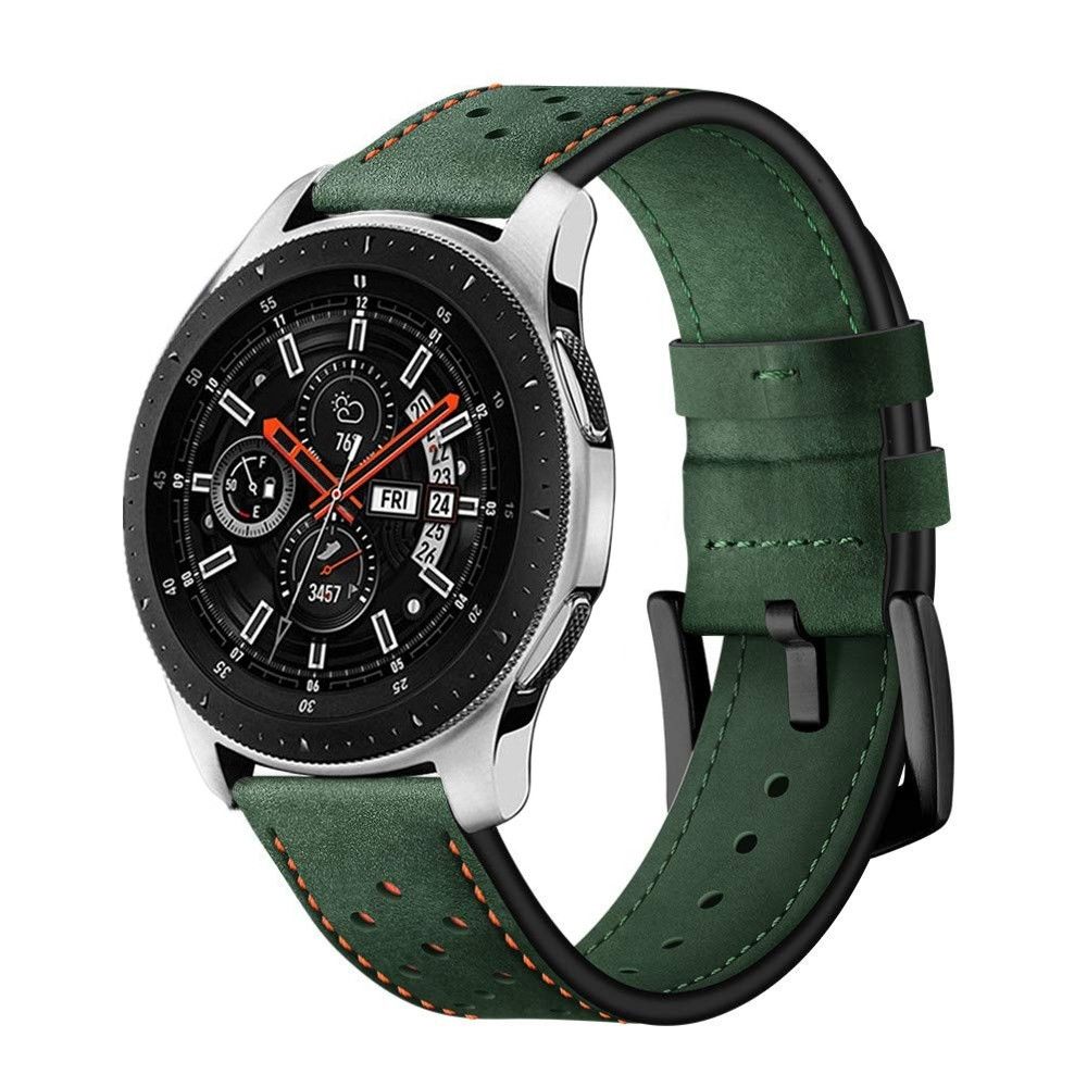 Wewoo - Bracelet pour montre connectée appliquer la sangle de sport en cuir à œillets Samsung Galaxy Watch Active 22 mm vert armée - Bracelet connecté