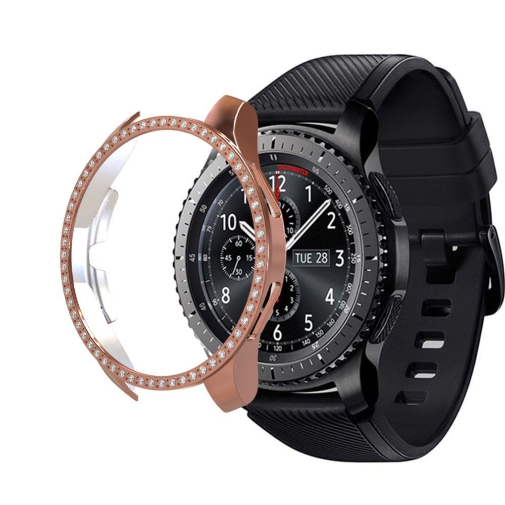 marque generique - Bumper en TPU cadre décor strass or rose pour votre Samsung Galaxy Watch 46mm - Accessoires bracelet connecté