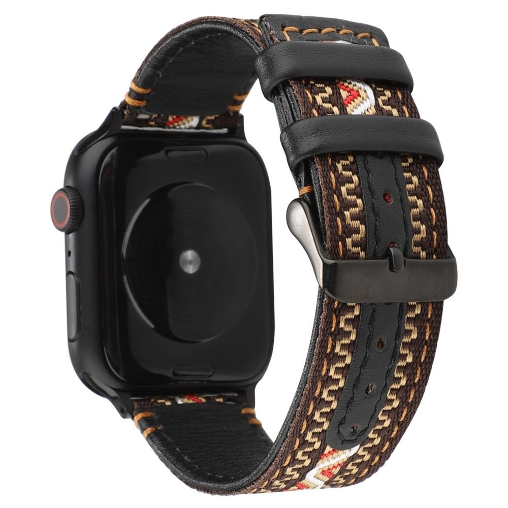 Wewoo - Pour Apple Watch Séries 5 et 4 Bracelet en Cuir Véritable Style Ethnique 44mm / 3 & 2 & 1 42mm Bohême - Accessoires montres connectées