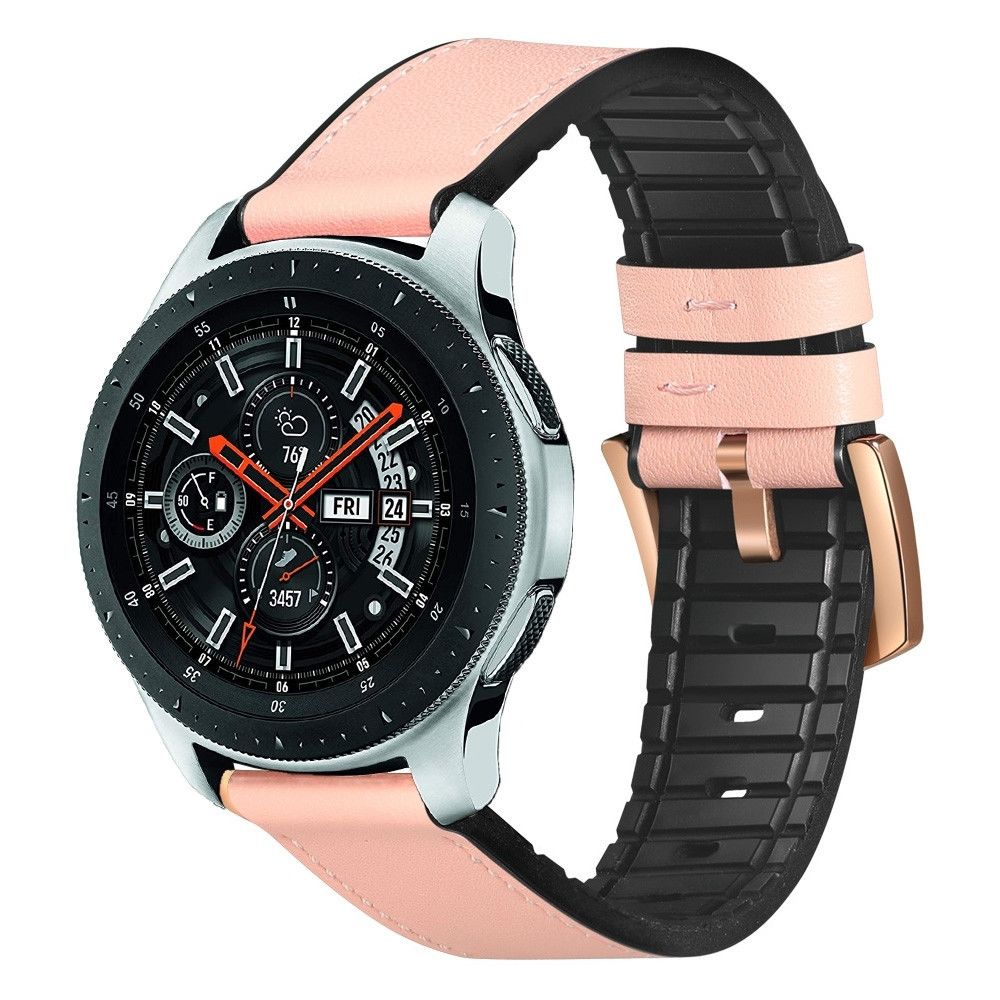 Wewoo - Bracelet pour montre connectée appliquer le de sport en cuir et silicone 22mm Samsung Galaxy Watch Active rose - Bracelet connecté