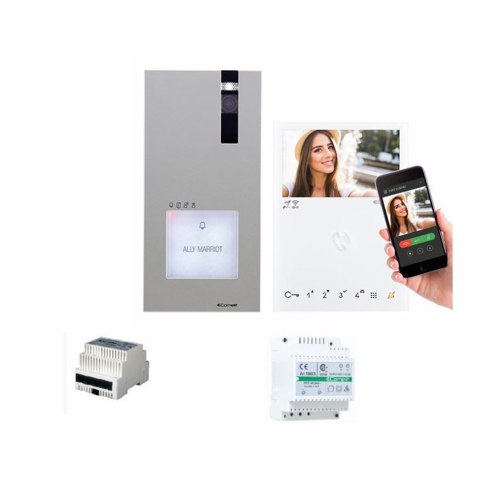 Comelit - Kit vidéophone système VIP, moniteur QUADRA + moniteur Mini main libre Wi-Fi. accès à distance- COMELIT - - Sonnette et visiophone connecté