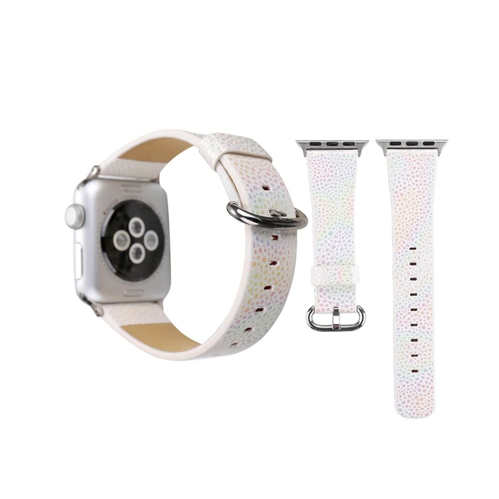 Wewoo - Bracelet blanc pour Apple Watch Series 3 & 2 & 1 42mm Shiny Snakeskin Pattern en cuir véritable montre - Accessoires Apple Watch