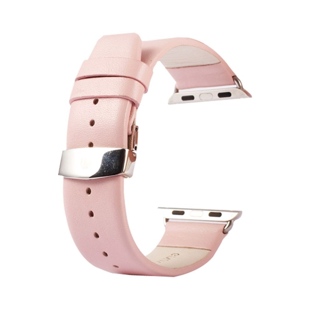 Wewoo - pour Apple Watch 38mm à la texture subtile avec double boucle Bracelet en cuir véritable avec connecteur (rose) - Accessoires Apple Watch