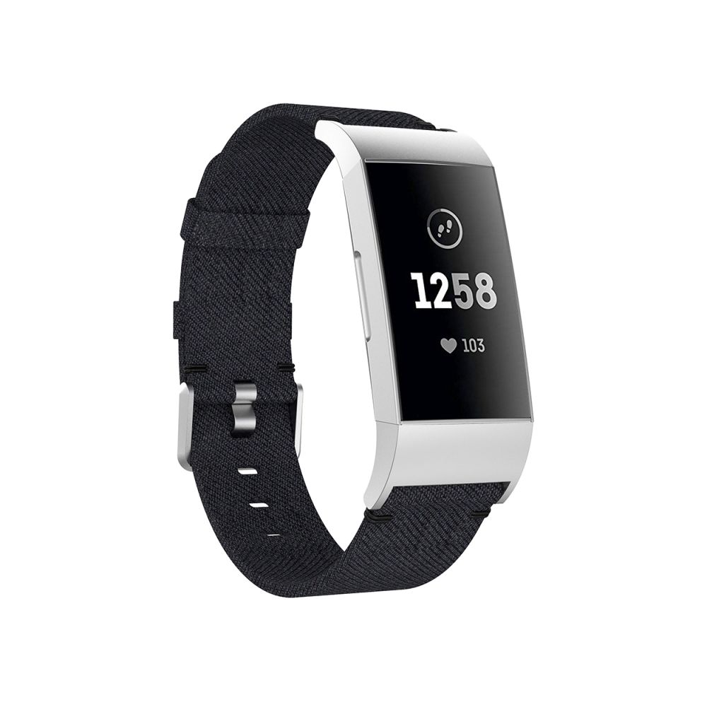 Wewoo - Bracelet montre en nylon tissé à la vanille pour Fitbit Charge 3 (noir) - Bracelet connecté