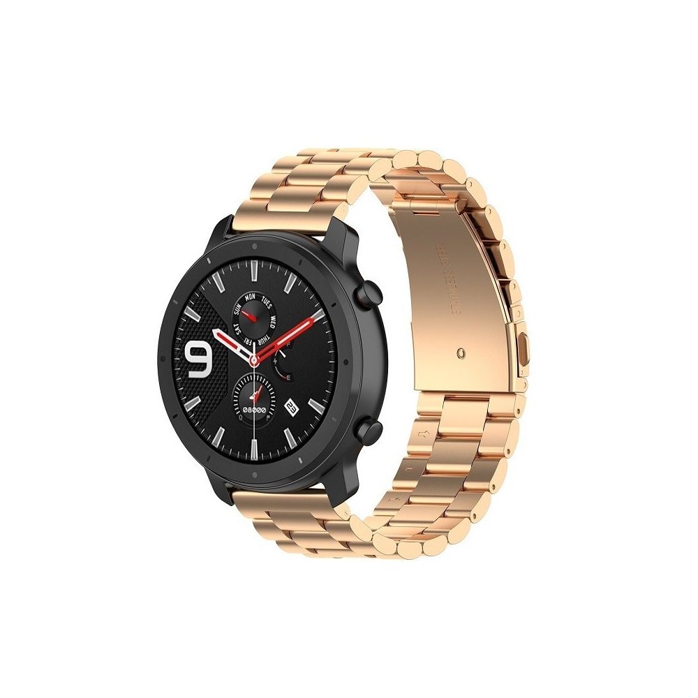 Wewoo - Bracelet pour montre connectée Convient Samsung Gear S2 Sport / Galaxy Watch Active 2 Universal 20mm en acier inoxydable métal papillon Boucle Trois perles or rose - Bracelet connecté