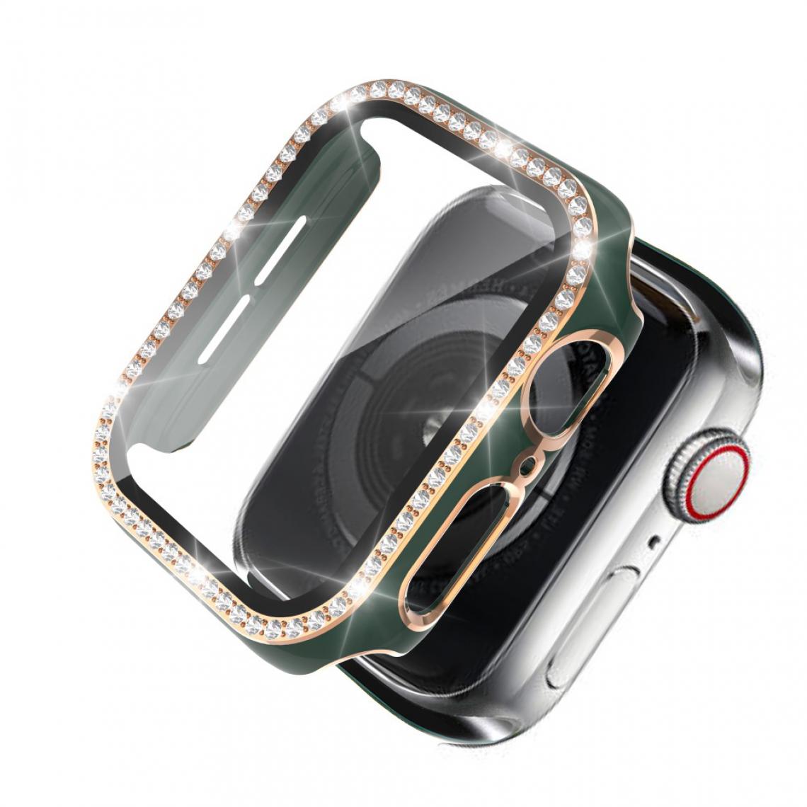 Other - Coque en TPU Cristal de strass de galvanoplastie bicolore Vert/Or pour votre Apple Watch 4/5/6/SE 44mm - Accessoires bracelet connecté