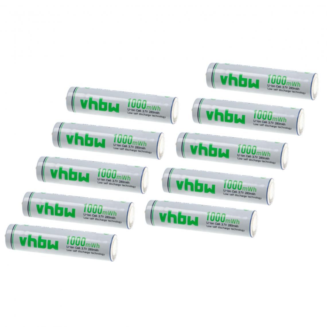 Vhbw - vhbw Piles rechargeables AAA micro, 10 pièces - Batteries rechargeables (280mAh, 3,7V, Li-ion) - Autre appareil de mesure