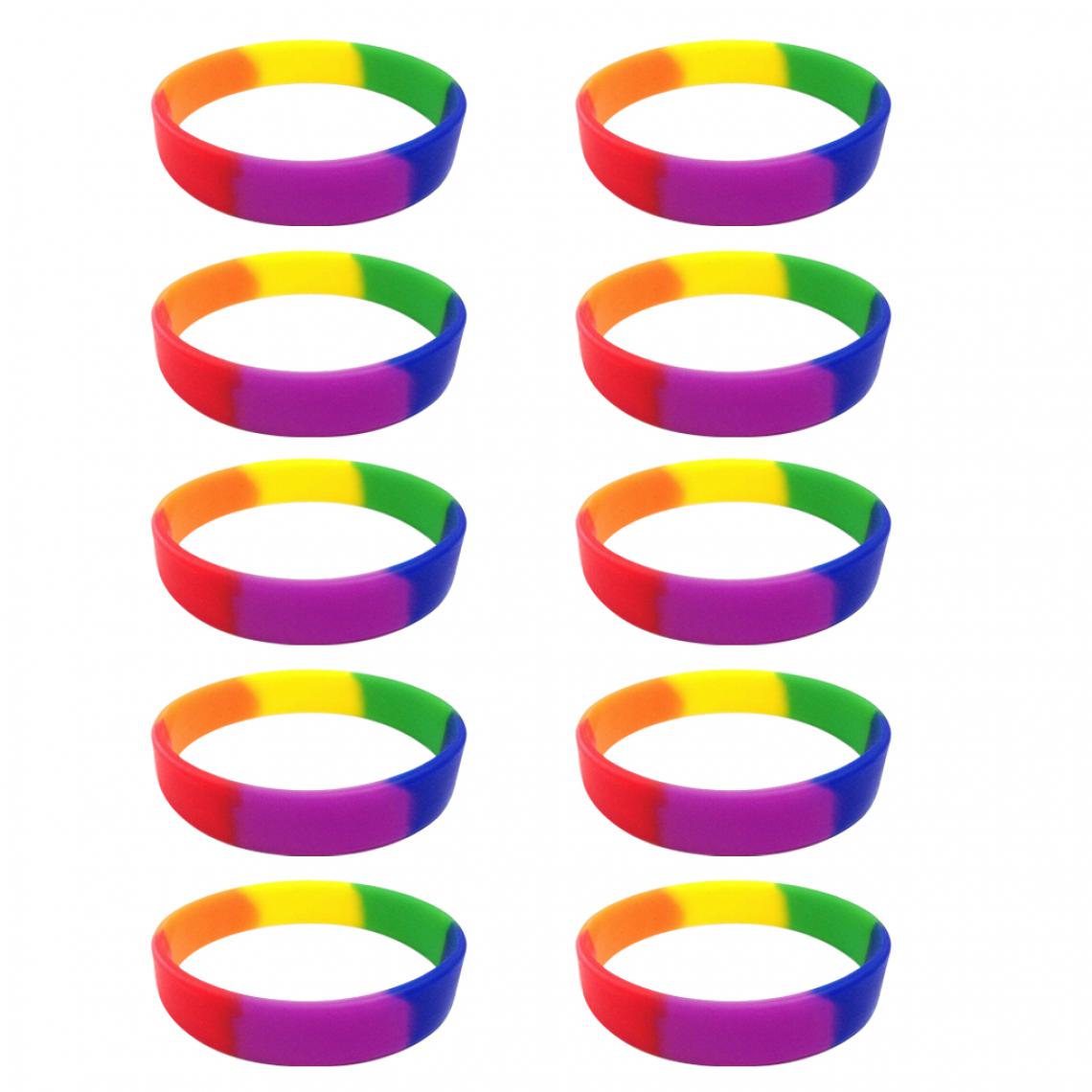 marque generique - 10 Pièces / Paquet Blanc Bracelet En Silicone Bracelet En Caoutchouc De Mode Rainbow - Bracelet connecté