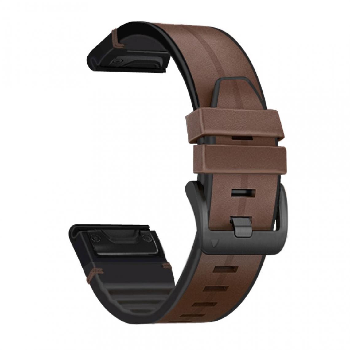 Other - Bracelet en PU + silicone Surface de 22 mm café pour votre Garmin Watch - Accessoires bracelet connecté