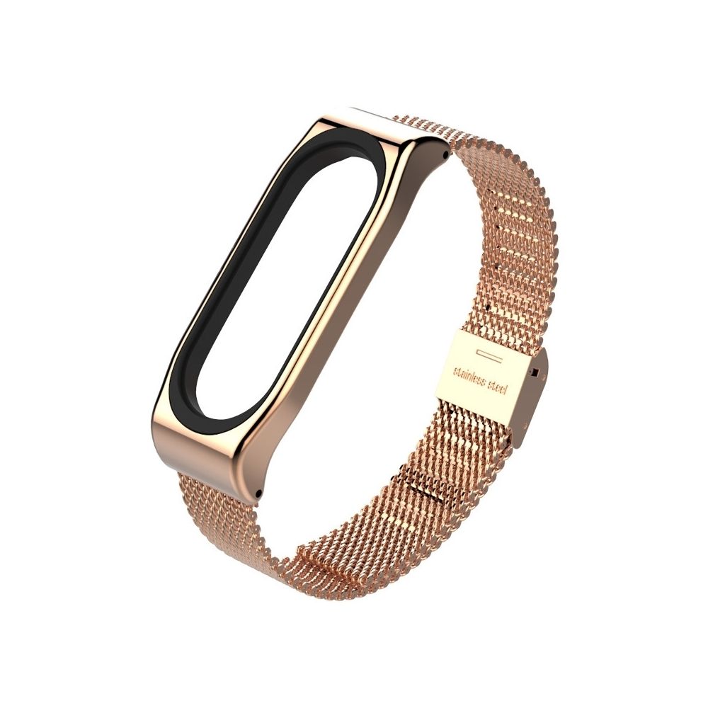 Wewoo - Bracelet en métal Mijobs pour Xiaomi Mi Band 3 Bracelet en acier inoxydable de style sans boucle avec boucle Remplacer les accessoires, hôte non inclus (Or rose) - Bracelet connecté