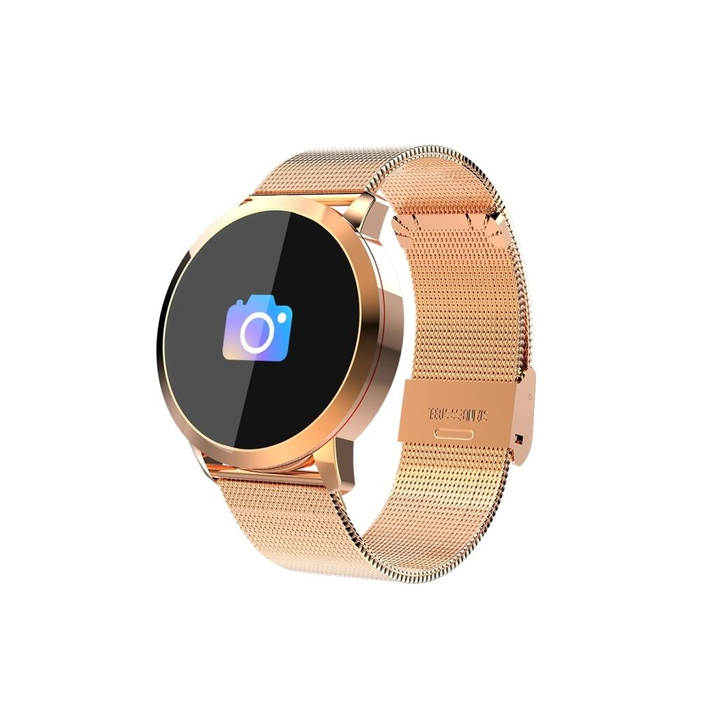 Wewoo - Montre connectée or 0,95 pouces écran OLED en acier bracelet Bluetooth intelligente, IP67 imperméable, appareil photo à distance de / moniteur de fréquence cardiaque / de tension artérielle / d'oxygène du sang, compatible avec Android et téléphones iOS - Montre connectée