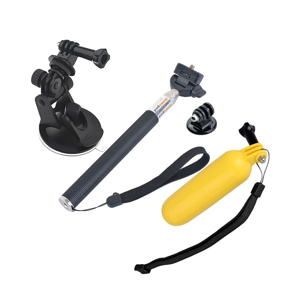 Wewoo - Kit d'accessoire pour Adaptateur de montage sur trépied 4 en 1 Gopro HERO4 / 3 + / 3/2/1 / SJ4000 + support à ventouse + jeu de monopodes Bobber Floaty - Caméras Sportives