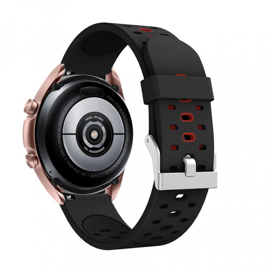 Other - Bracelet en silicone 20 mm bicolore noir pour votre Samsung Galaxy Watch3 41mm - Accessoires bracelet connecté