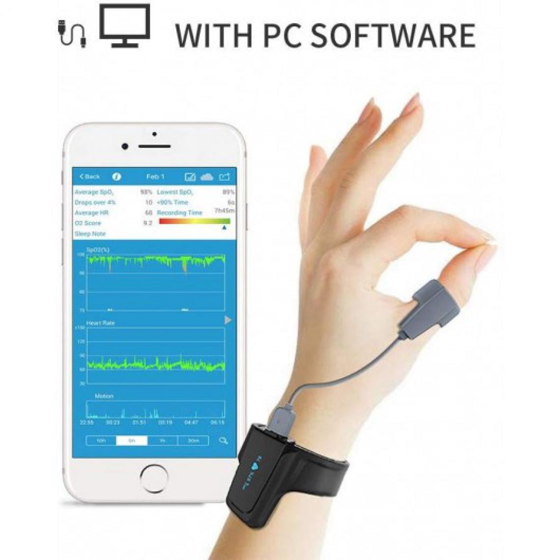 Welloxy - WellOxy Sleep Oxygen Monitor, contrôlez l'apnée du sommeil - Autre appareil de mesure