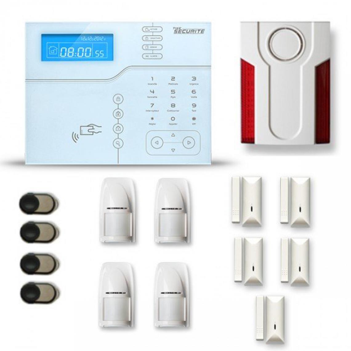 Tike Securite - Alarme maison sans fil SHB24 GSM/IP avec option GSM incluse - Alarme connectée