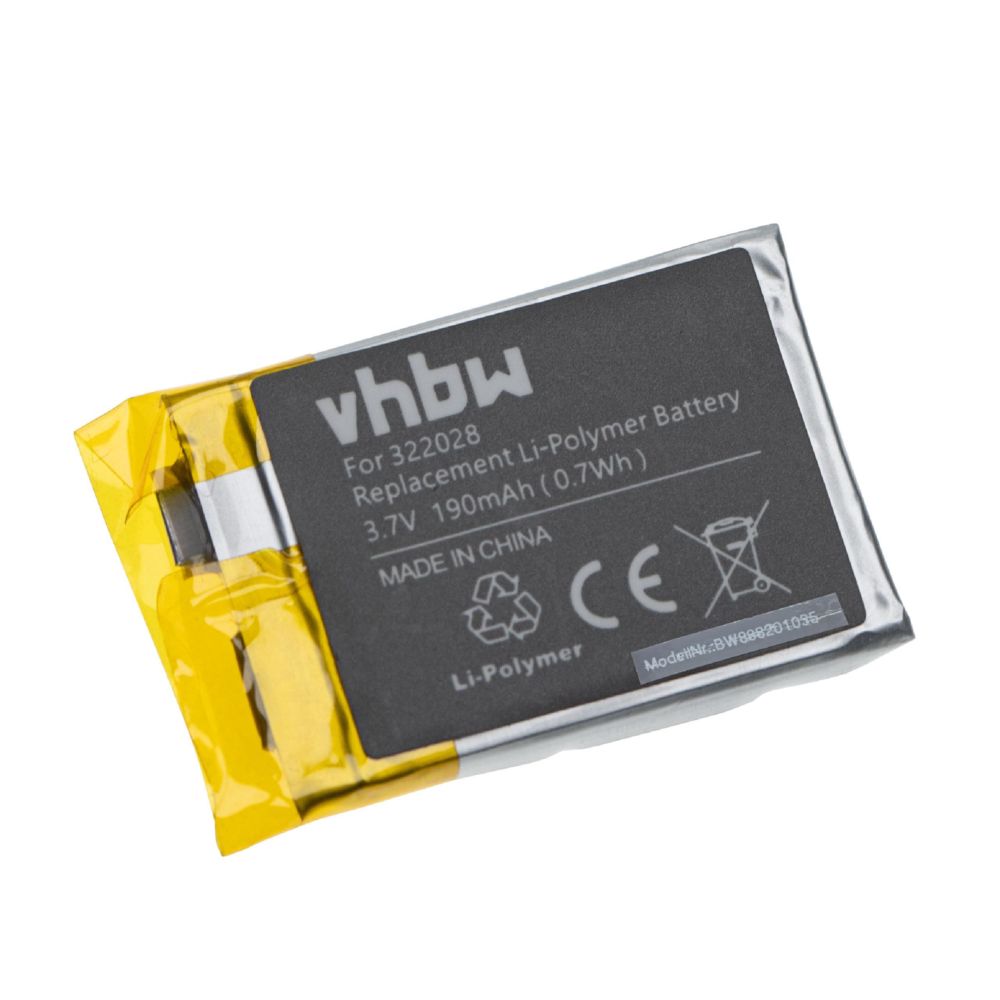 Vhbw - vhbw batterie remplace TomTom 322028, AHB322028 pour smartwatch montre bracelet fitness (190mAh, 3,7V, Li-Polymère) - Accessoires montres connectées