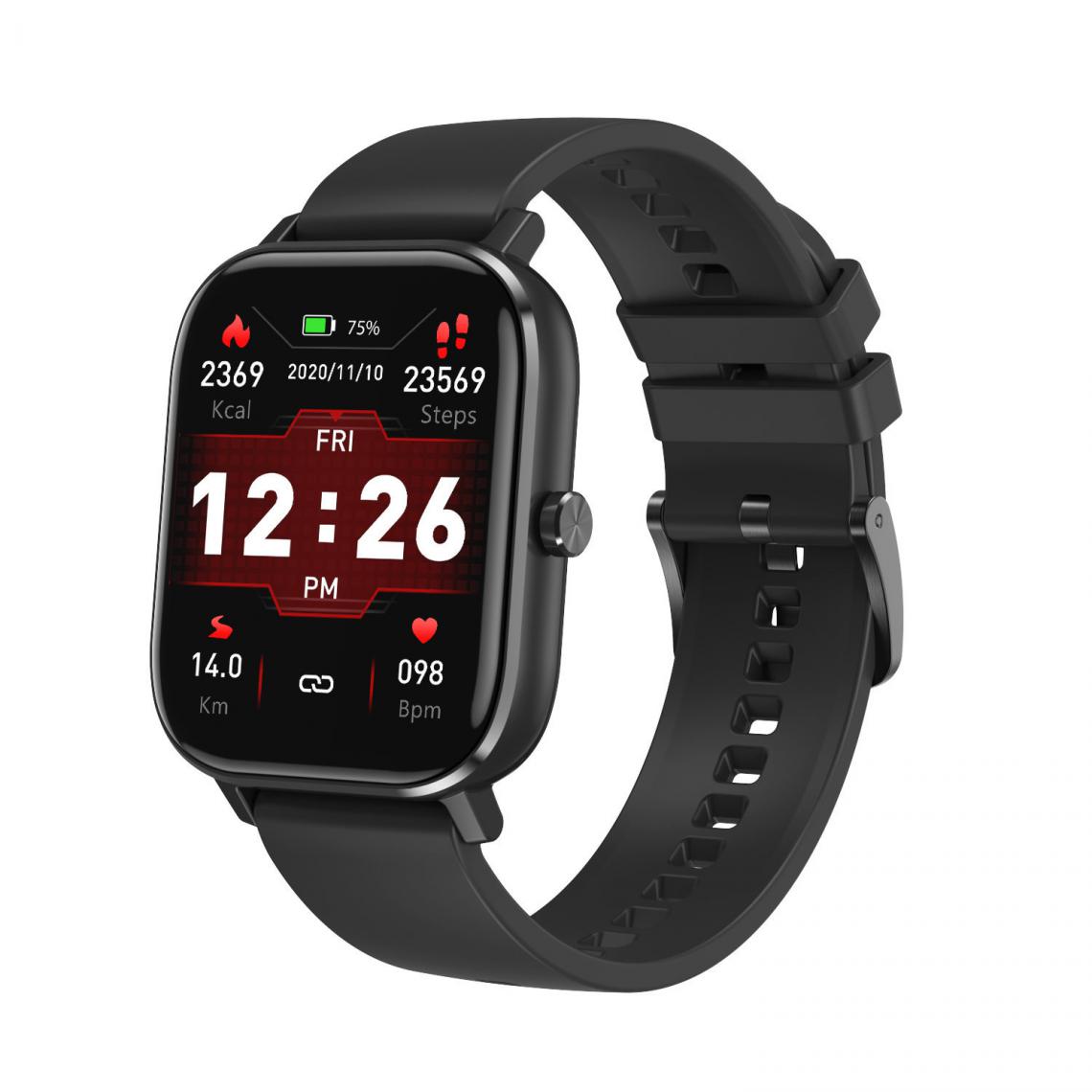 Chrono - Montre Connectée pour hommes femmes IP67 Bluetooth appel montre-bracelet ECG moniteur de fréquence cardiaque Fitness Tracker pour Android IOS-Noir1 - Montre connectée