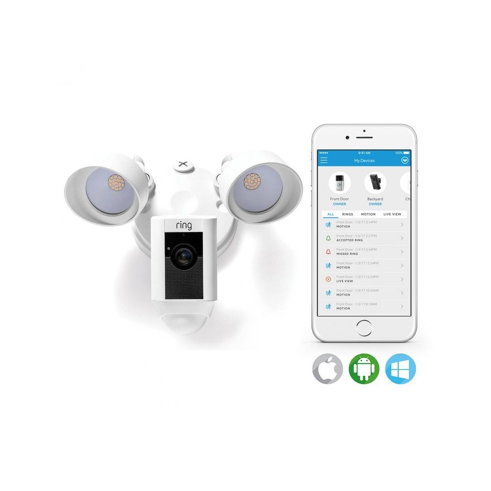 Ring - Floodlight Cam - Blanc - Caméra de surveillance connectée