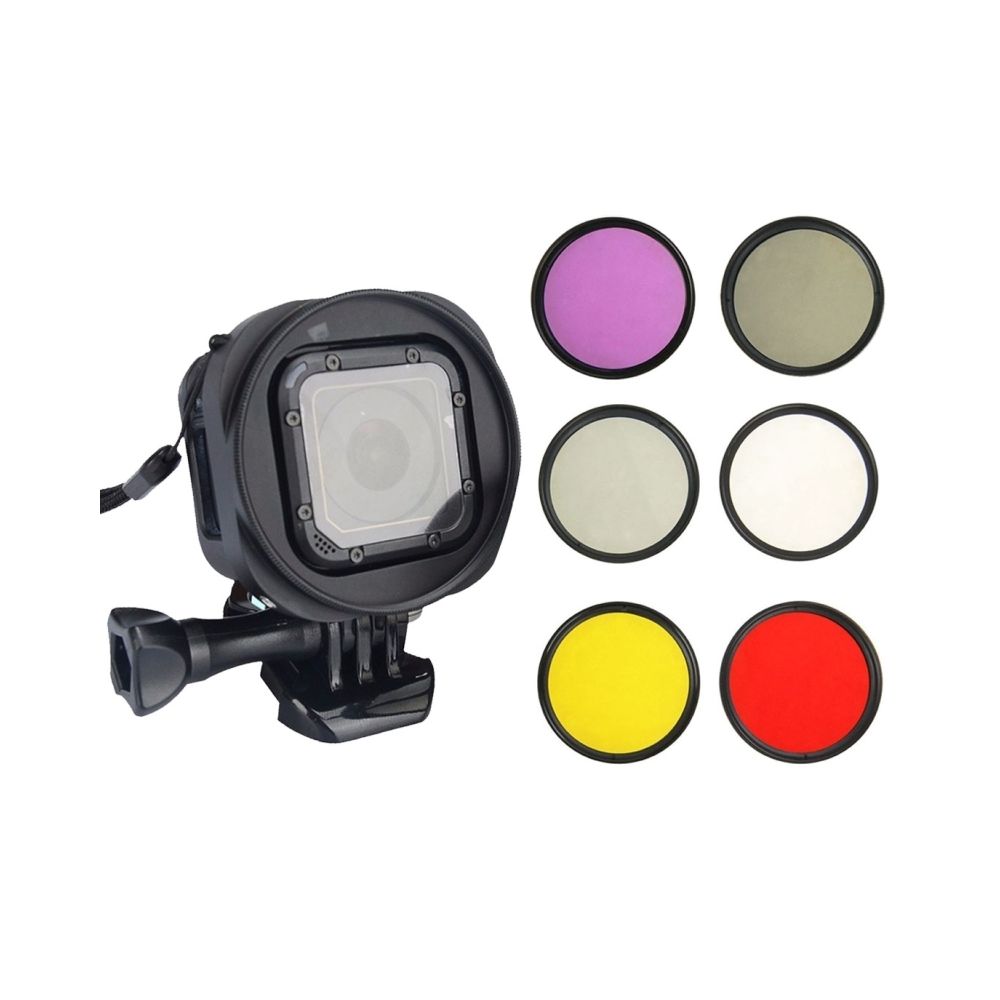 Wewoo - Filtre rouge et jaune pour GoPro HERO4 Session 6 en 1 58mm ND2 de lentille + de UV + + FLD + + CPL + adaptateur bague Kitt - Caméras Sportives