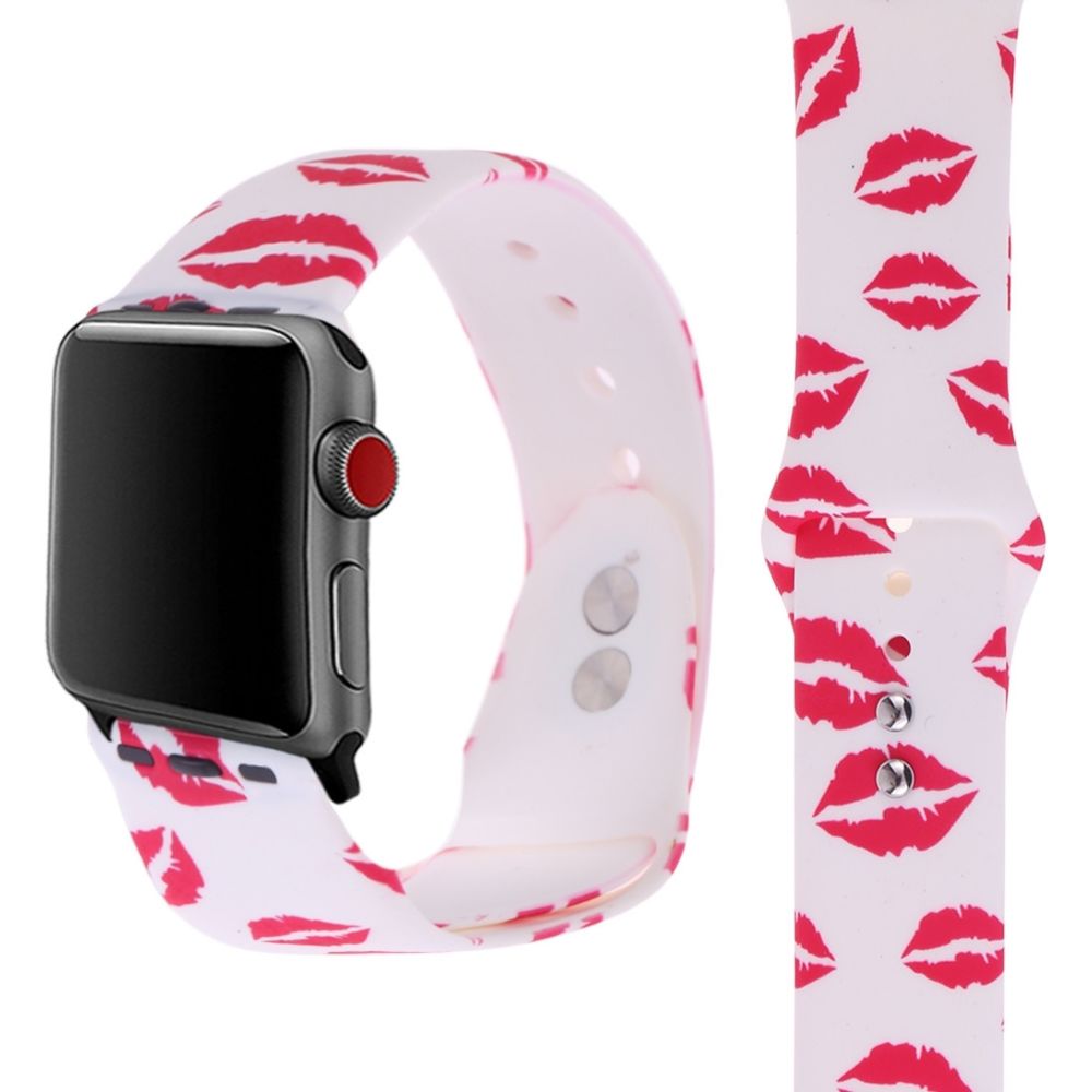Wewoo - Courroie d'impression en silicone pour Apple Watch séries 5 et 440 mm motif les lèvres - Accessoires montres connectées