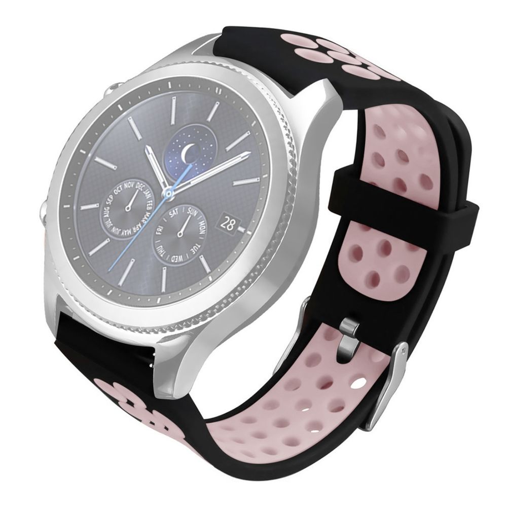 Wewoo - Bracelet pour montre connectée Gear S3 Classic / Frontier Smartwatch bicolore en silicone de remplacement de Noirrose - Bracelet connecté