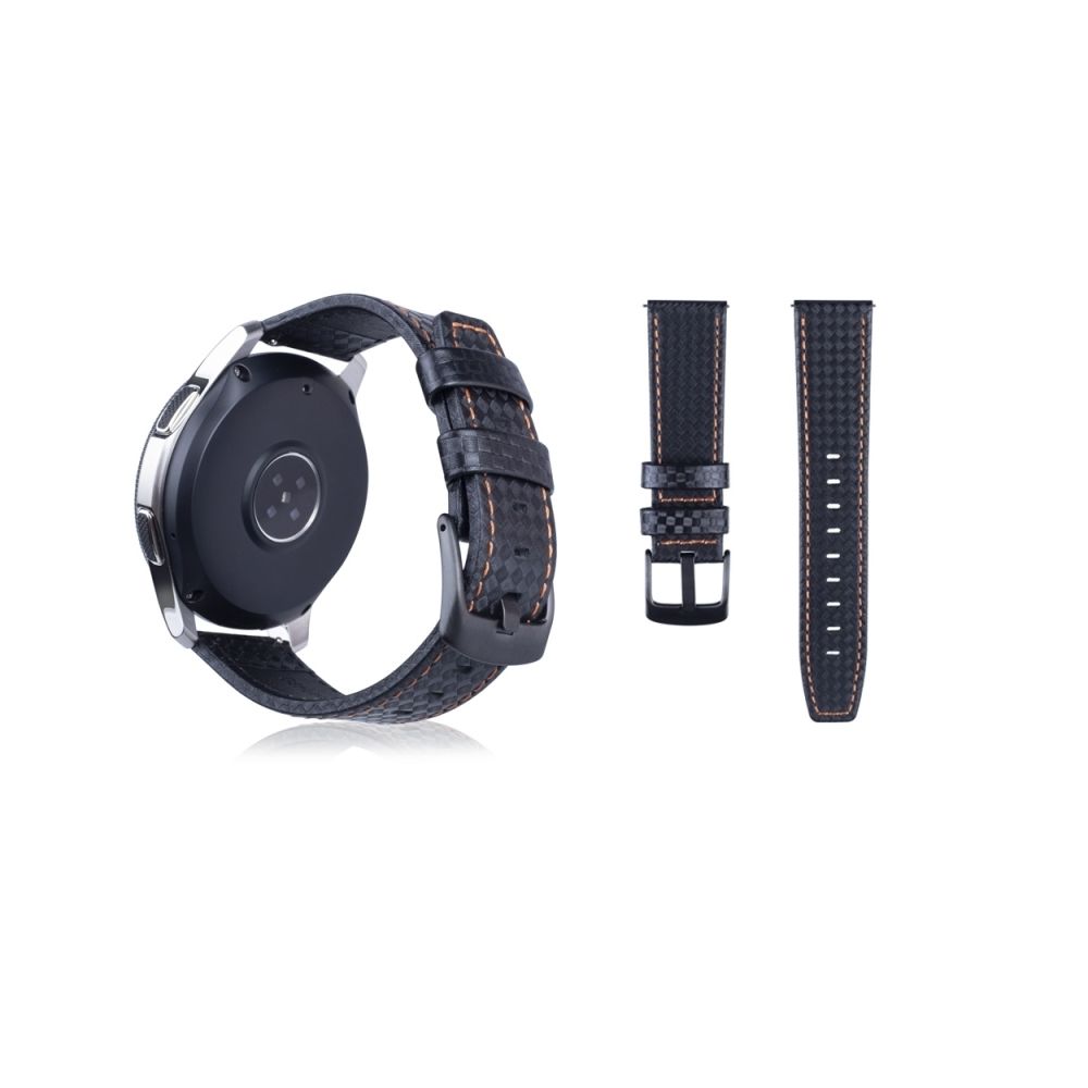 Wewoo - Bracelet en cuir pleine fleur avec texture fibre de carbone pour Samsung Gear S3 22mm (Orange) - Bracelet connecté