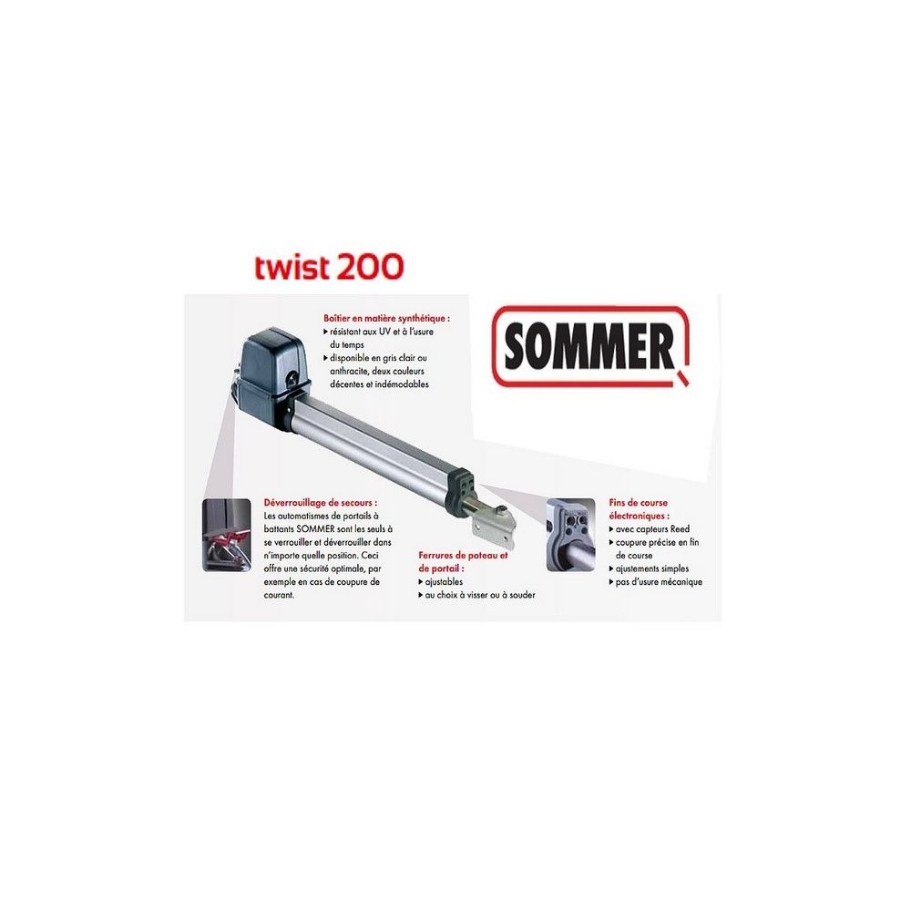 Sommer - Verin seul électromécanique SOMMER du TWIST 200 - Motorisation de portail